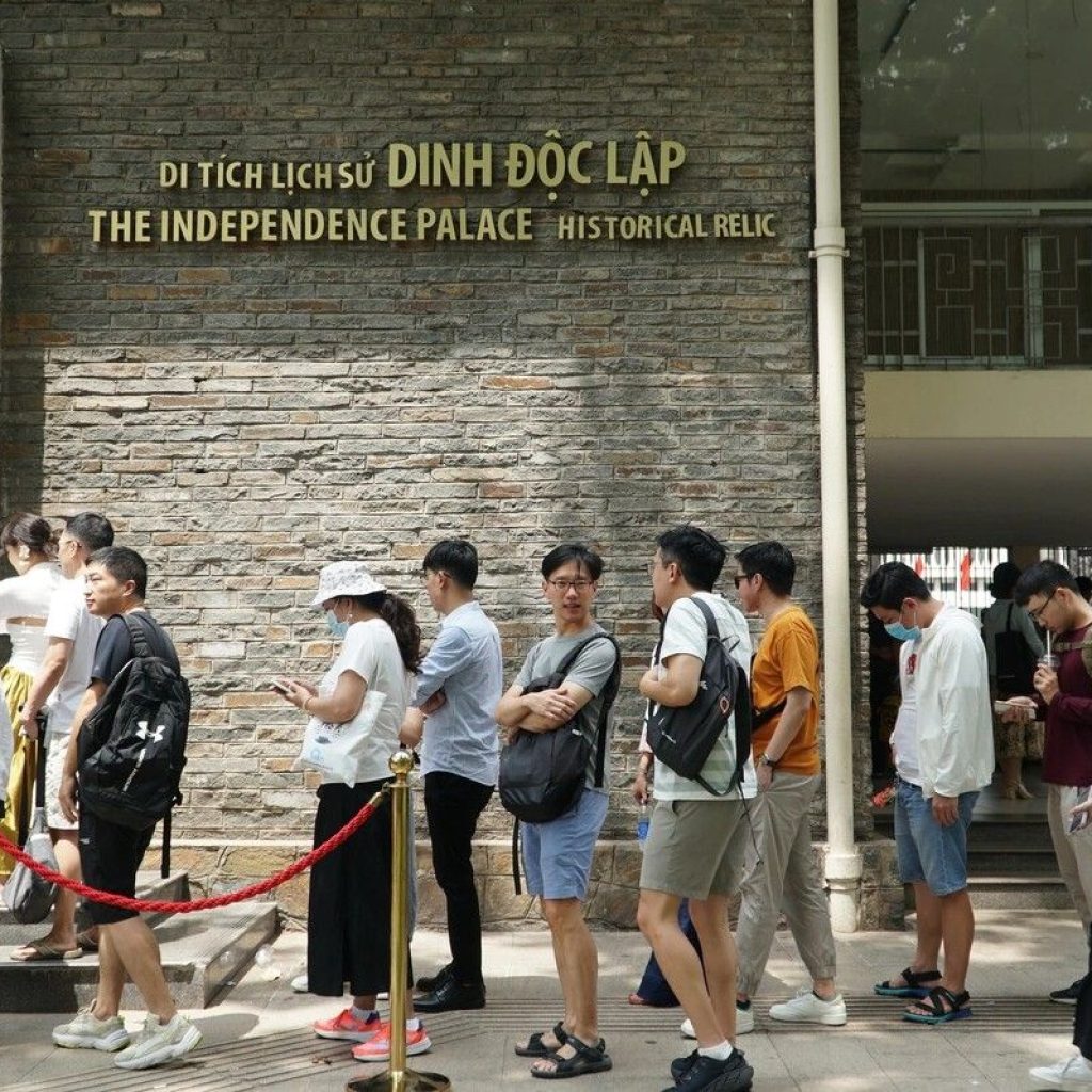 Visitors line up at Independence Place on April 30 and September 02
