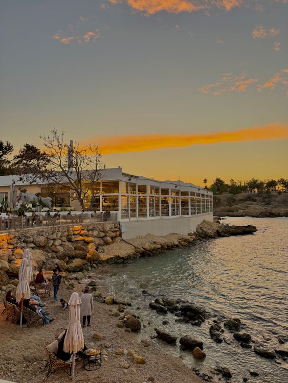 Sunset at a scenic coastal restaurant in Phu Quoc, Vietnam