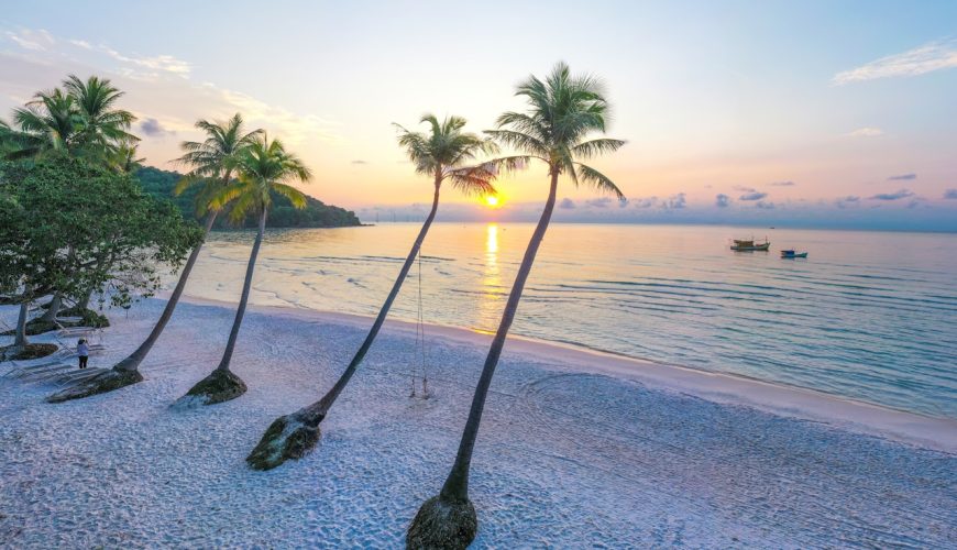 Sao Beach Phu Quoc with palm trees and turquoise sea