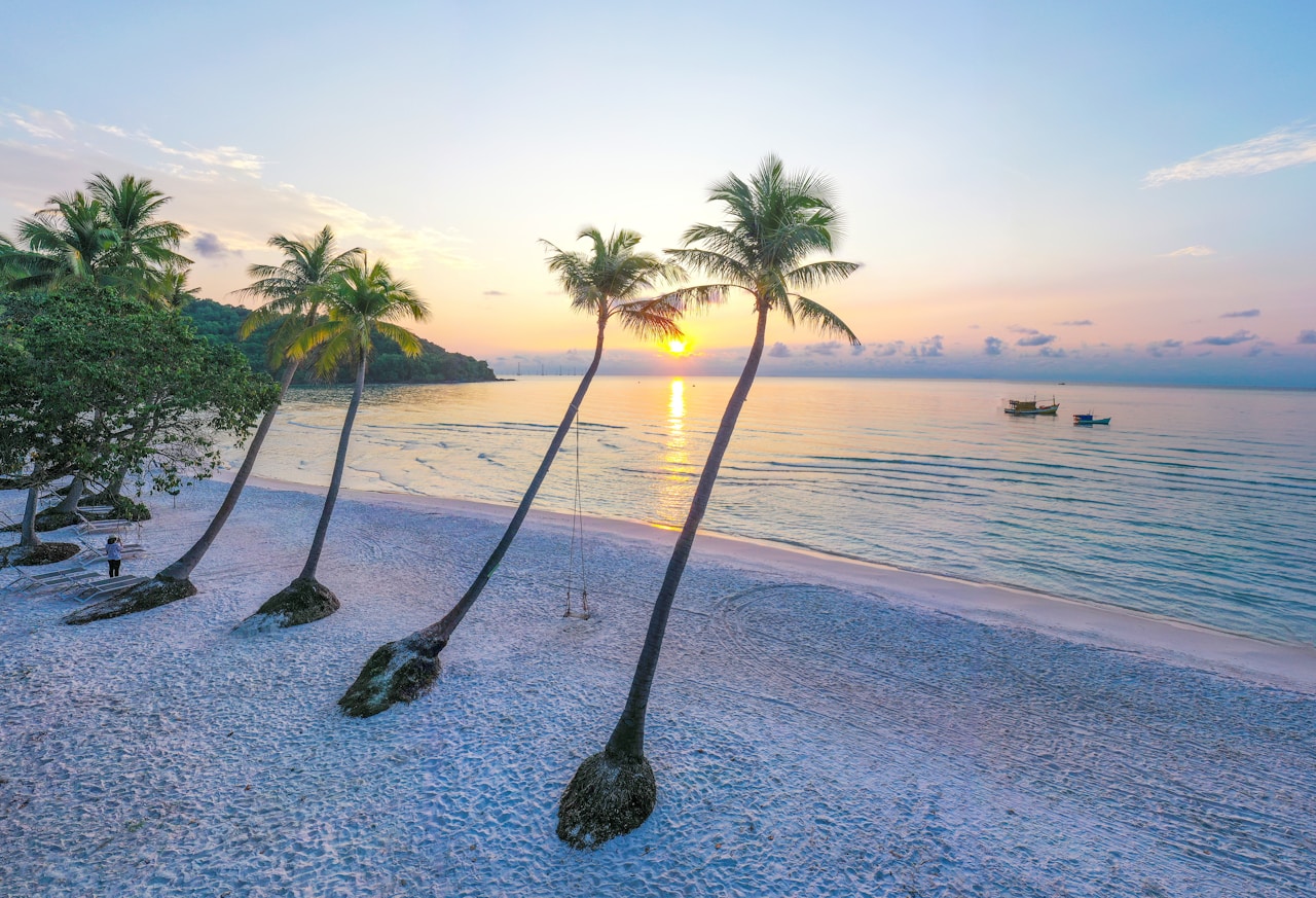 Sao Beach Phu Quoc with palm trees and turquoise sea