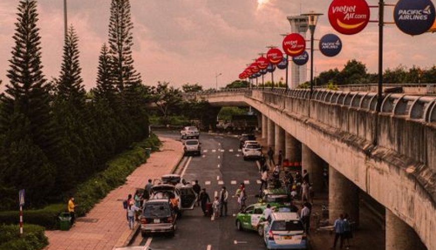 Busy entrance of Tan Son Nhat International Airport in Ho Chi Minh City
