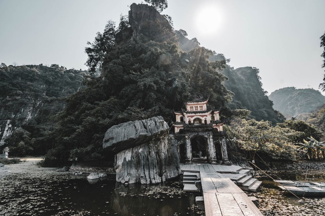 Scenic Tam Coc landscape with limestone karsts and river in Ninh Binh, Vietnam
