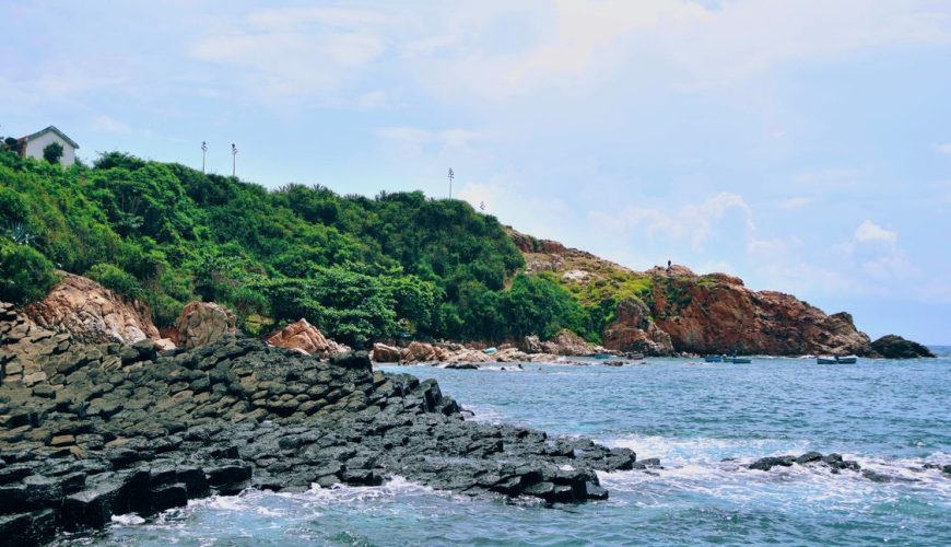 Ganh Da Dia basalt rock columns on the coast of Phu Yen, Vietnam
