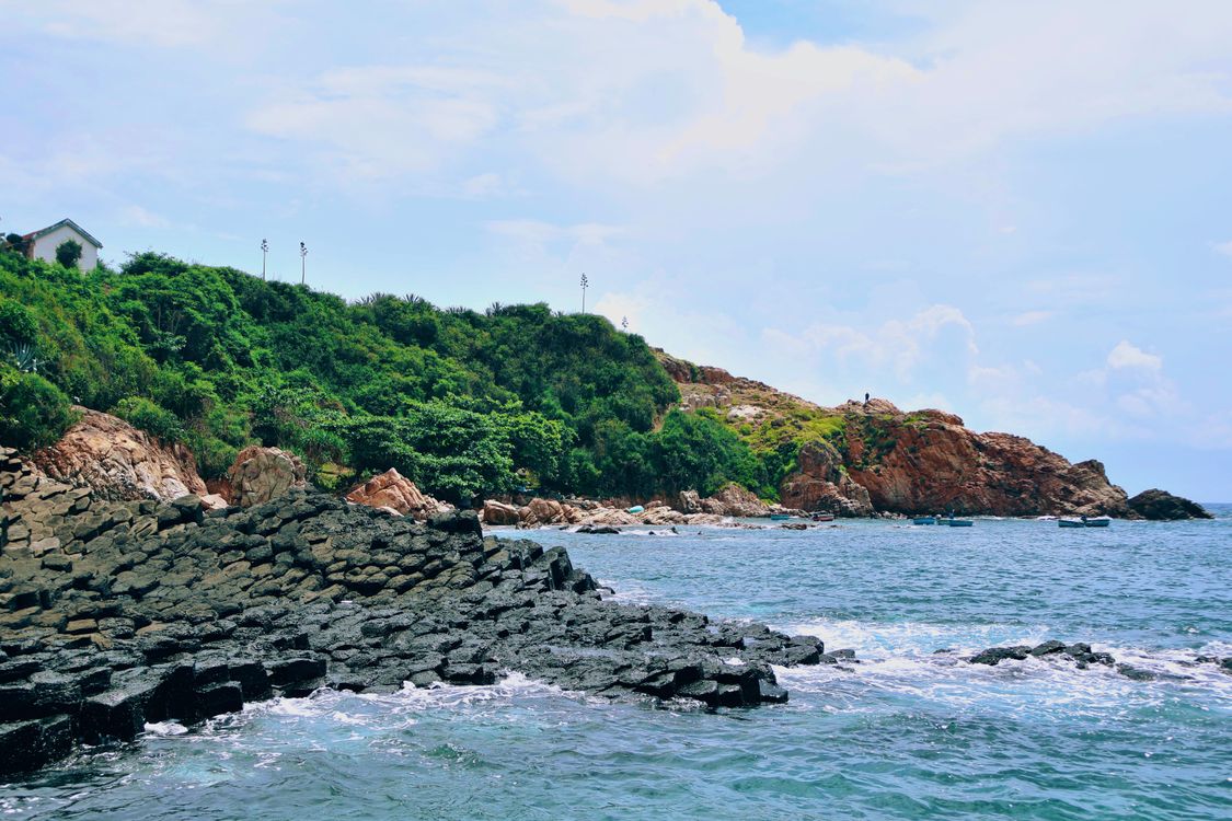 Ganh Da Dia basalt rock columns on the coast of Phu Yen, Vietnam