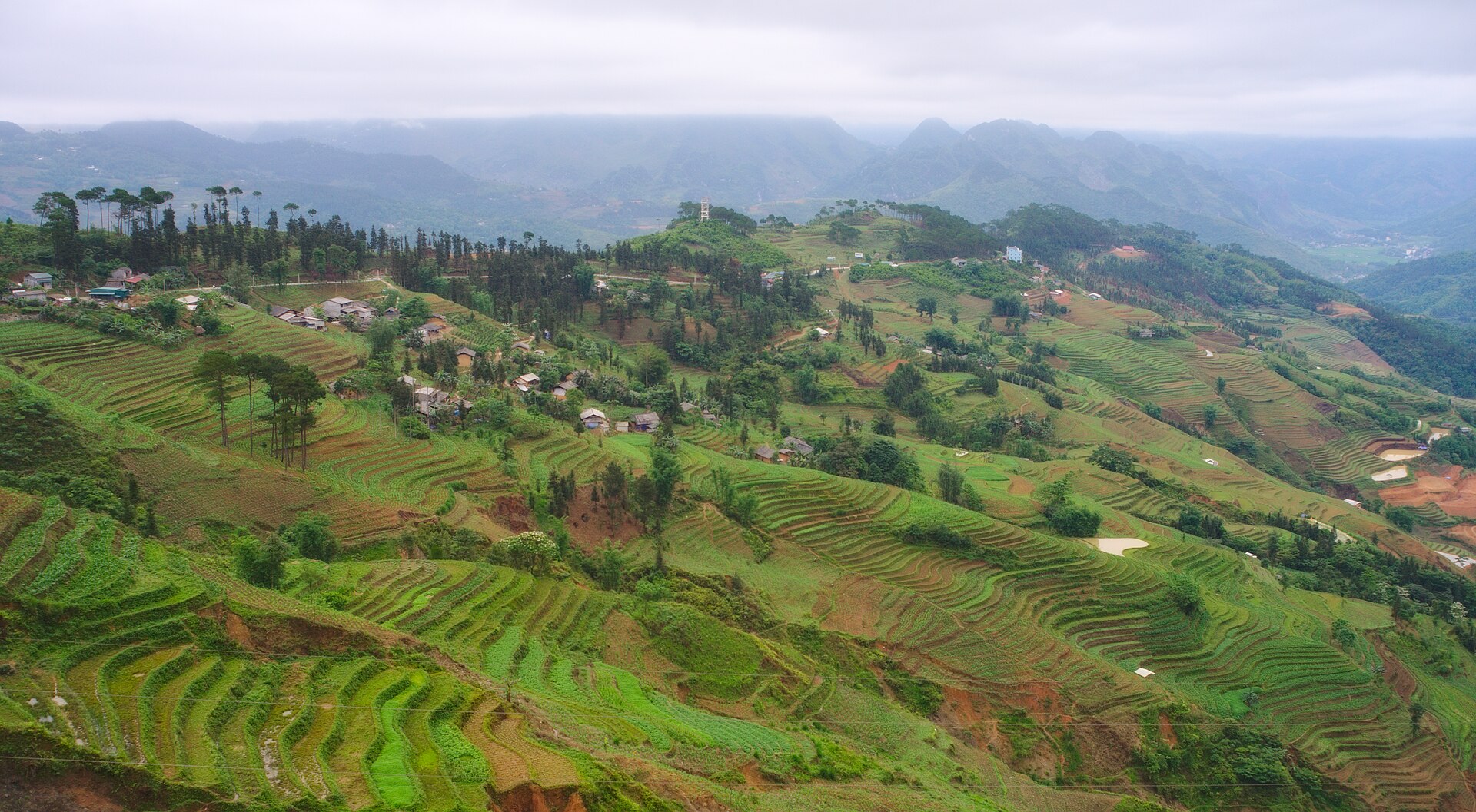 Mountain road winding through Ha Giang province