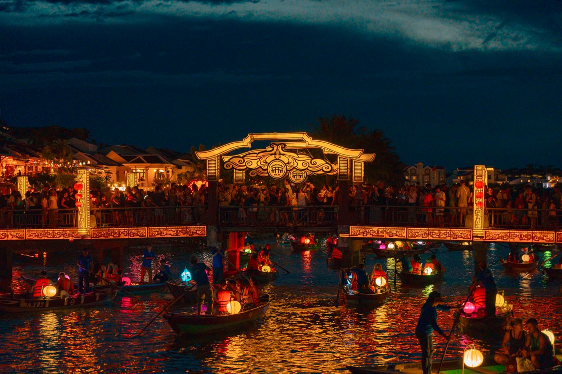 Lanterns and the Japanese Covered Bridge area in Hoi An Old Town
