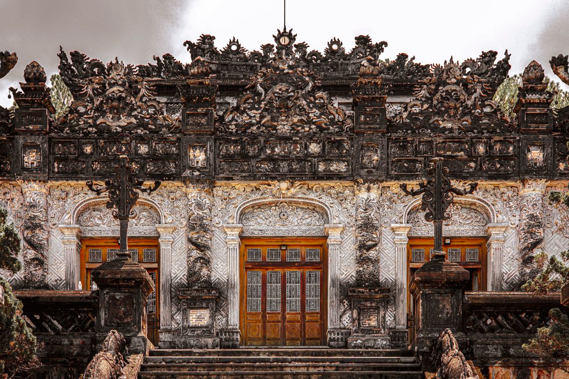 Ornate facade of Khai Dinh Tomb in Hue