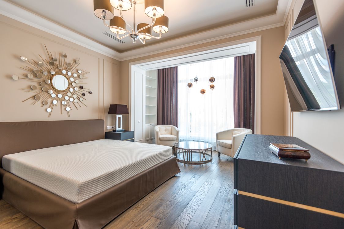 Hotel room interior in a modern hotel, clean and comfortable