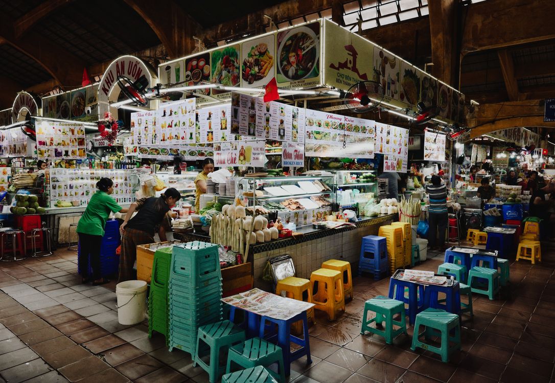 Fresh produce at a Vietnamese street market stall