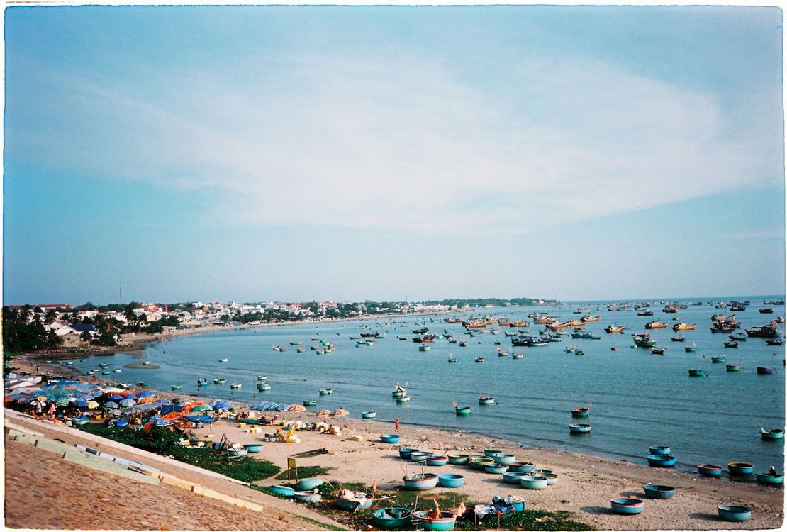 Fishing boats at a south-central Vietnam bay, the same scene you see at Vinh Hy