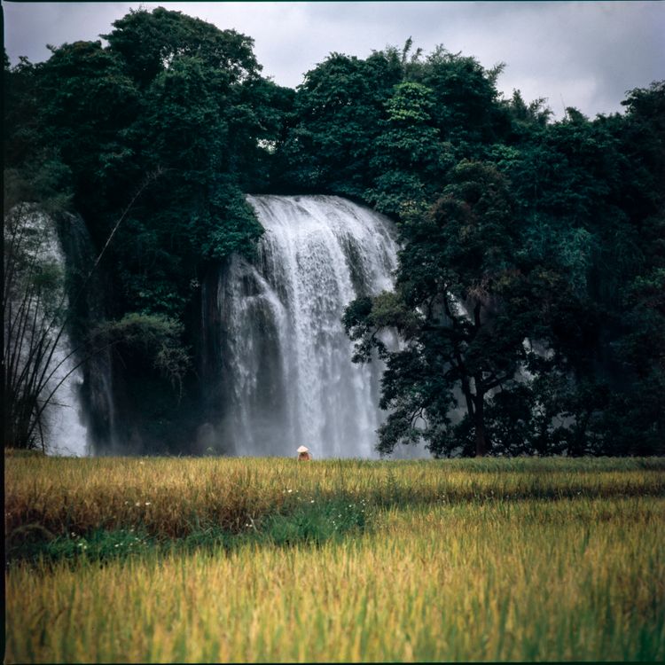 Waterfall and green landscape in Cao Bang, Vietnam
