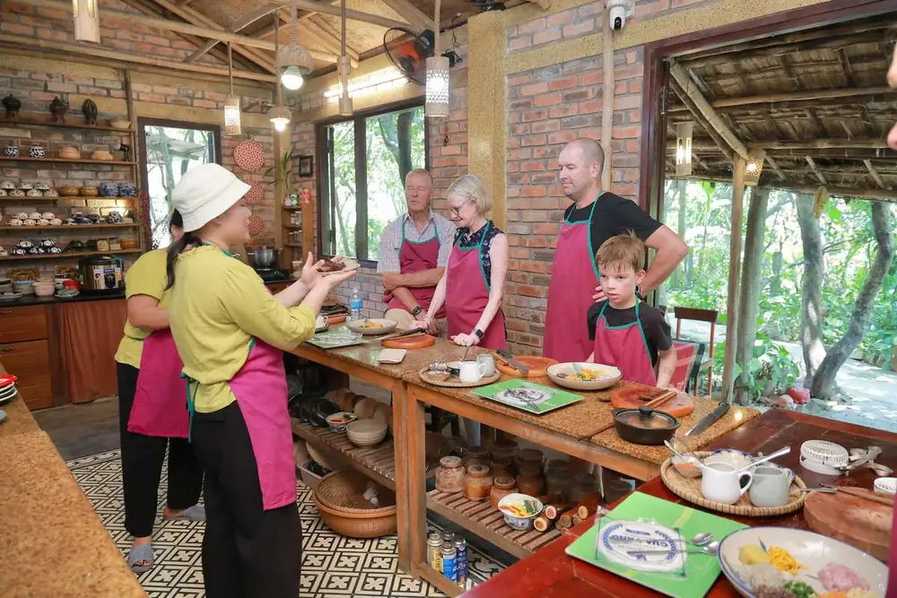 Cooking with a local chef on the Hue riverside garden tour