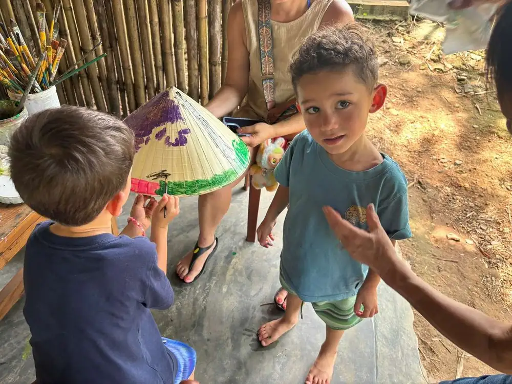 Painted conical hats made as souvenirs on the Hue hidden gem tour