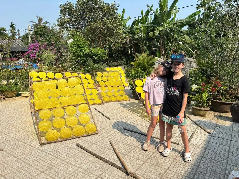 Rice paper drying in the sun in the Hue countryside