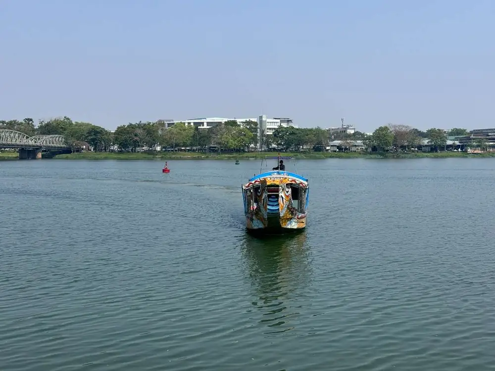 Perfume River cruise passing the Thien Mu Pagoda in Hue