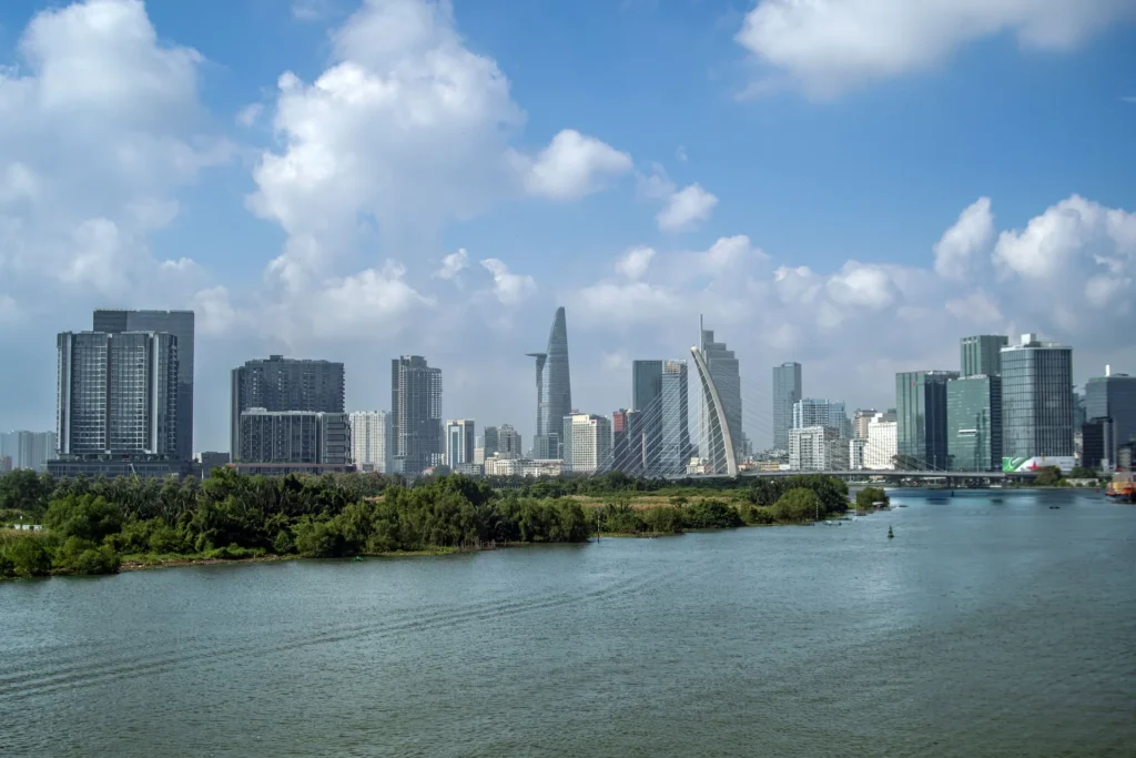 Ho Chi Minh City skyline featuring Bitexco Financial Tower.