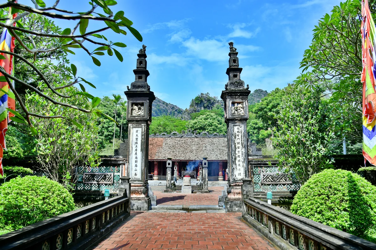 Carved stone temple gateway in Hoa Lu