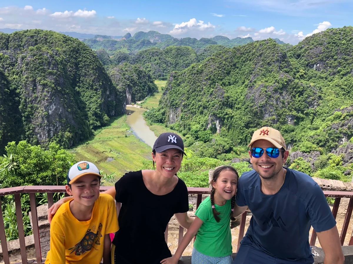Guest group at the Mua Cave mountain viewpoint