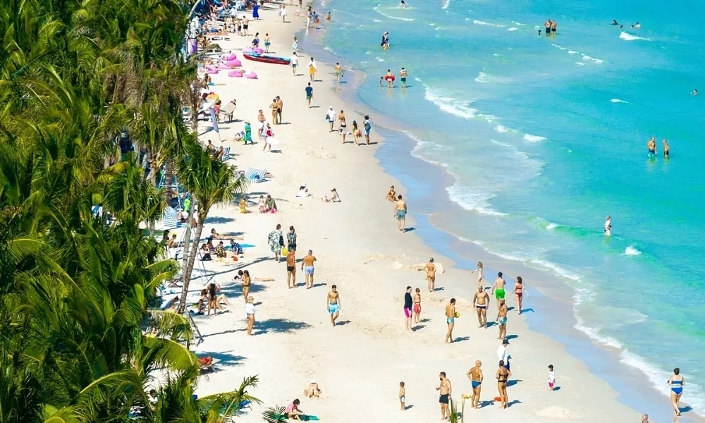 Visitors on Kem Beach in Phu Quoc.