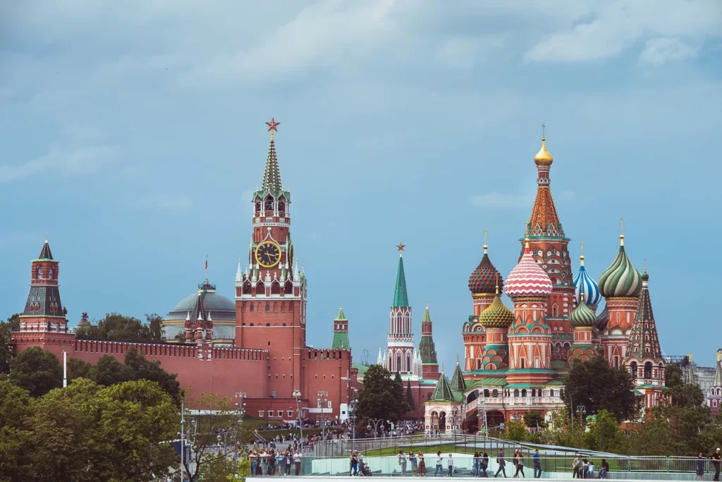 St Basil's Cathedral and the Kremlin walls at Red Square, Moscow